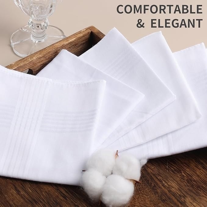 12 Pack Handkerchiefs for men, 100% Soft Cotton 16×16 Inch Men’s Handkerchiefs