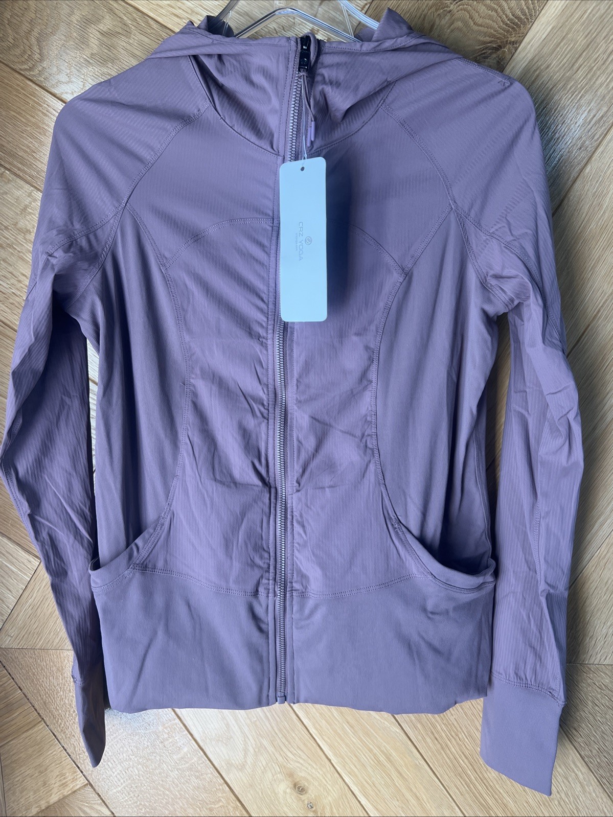 CRZ YOGA Women’s Lightweight Breathable Athletic Jacket, Small Mauve Hooded