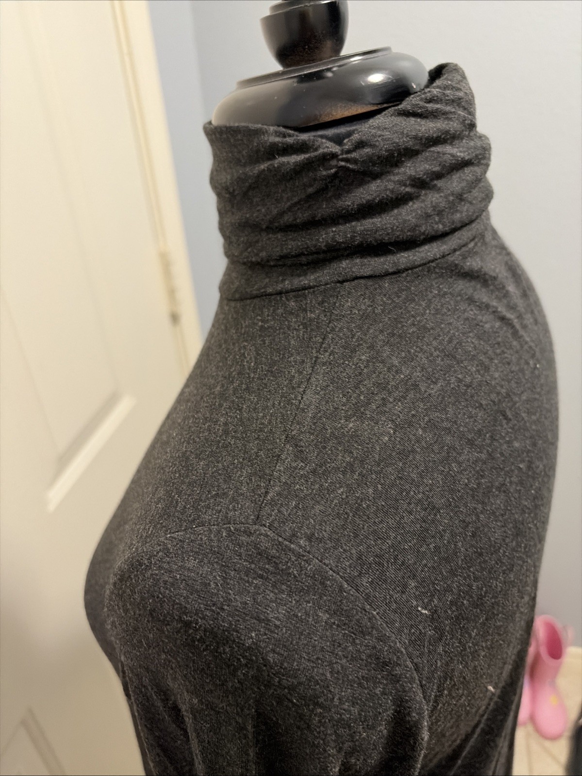 Eileen Fisher Tunic Top Womens Sz SP Dark Grey Turtleneck 95% Viscose 5% Spandex