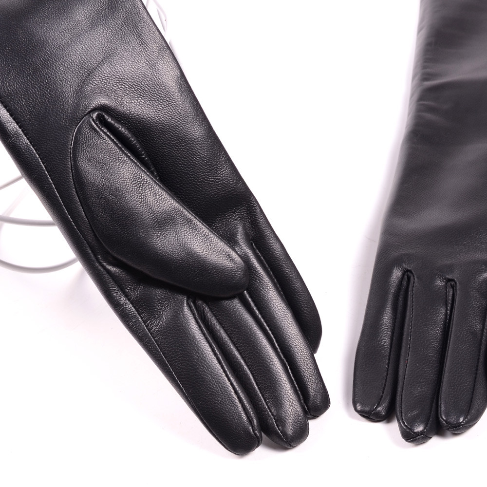 Custom made 30cm to 75cm Long Visible Side Zipper Style Real Sheep Leather Glove