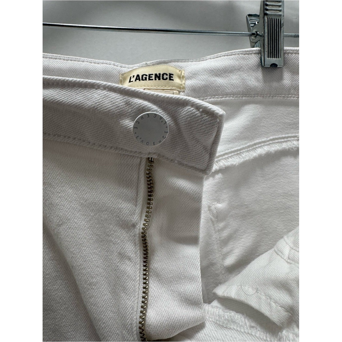 L’AGENCE White Blanc Draya 98% Cotton Slim Straight High Waisted Jeans 31