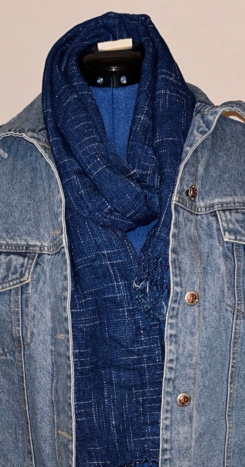 Women’s Blue Scarf with Tassels 78 Inches Long 100% Polyester