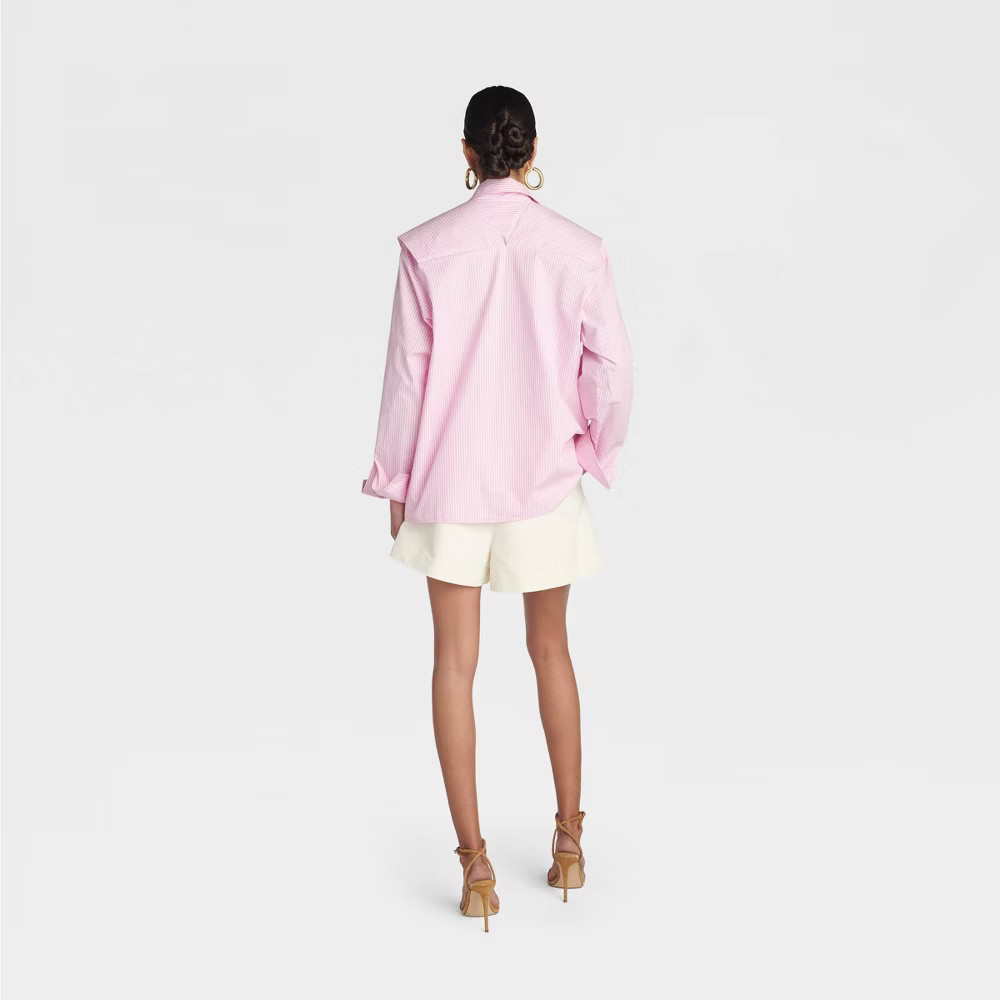 KBB by KAHLANA Women ‘The Double Layer Button-Down Shirt’ – Pink Striped