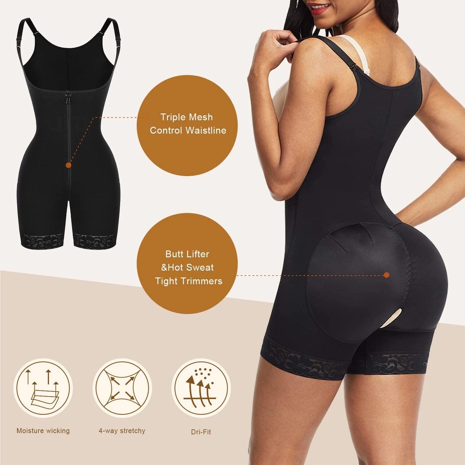 Fajas Colombianas Body Shaper Reductoras Levanta Cola Post Surgery Body Shaper