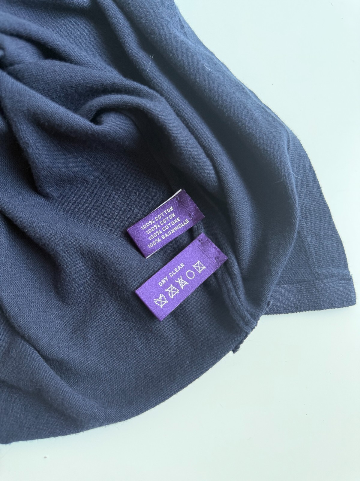 Ralph Lauren Purple Label Men Polo L Navy Blue Luxury Short Sleeve England