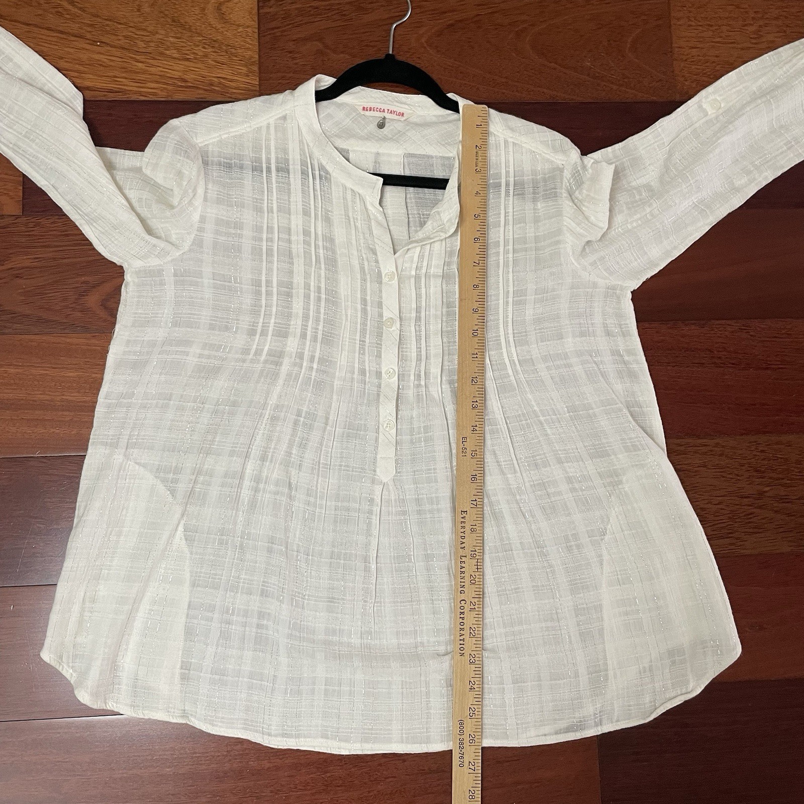 Rebecca Taylor Striped Pintuck Blouse Tunic Beachy Coastal Softgirl Sz 8 B1