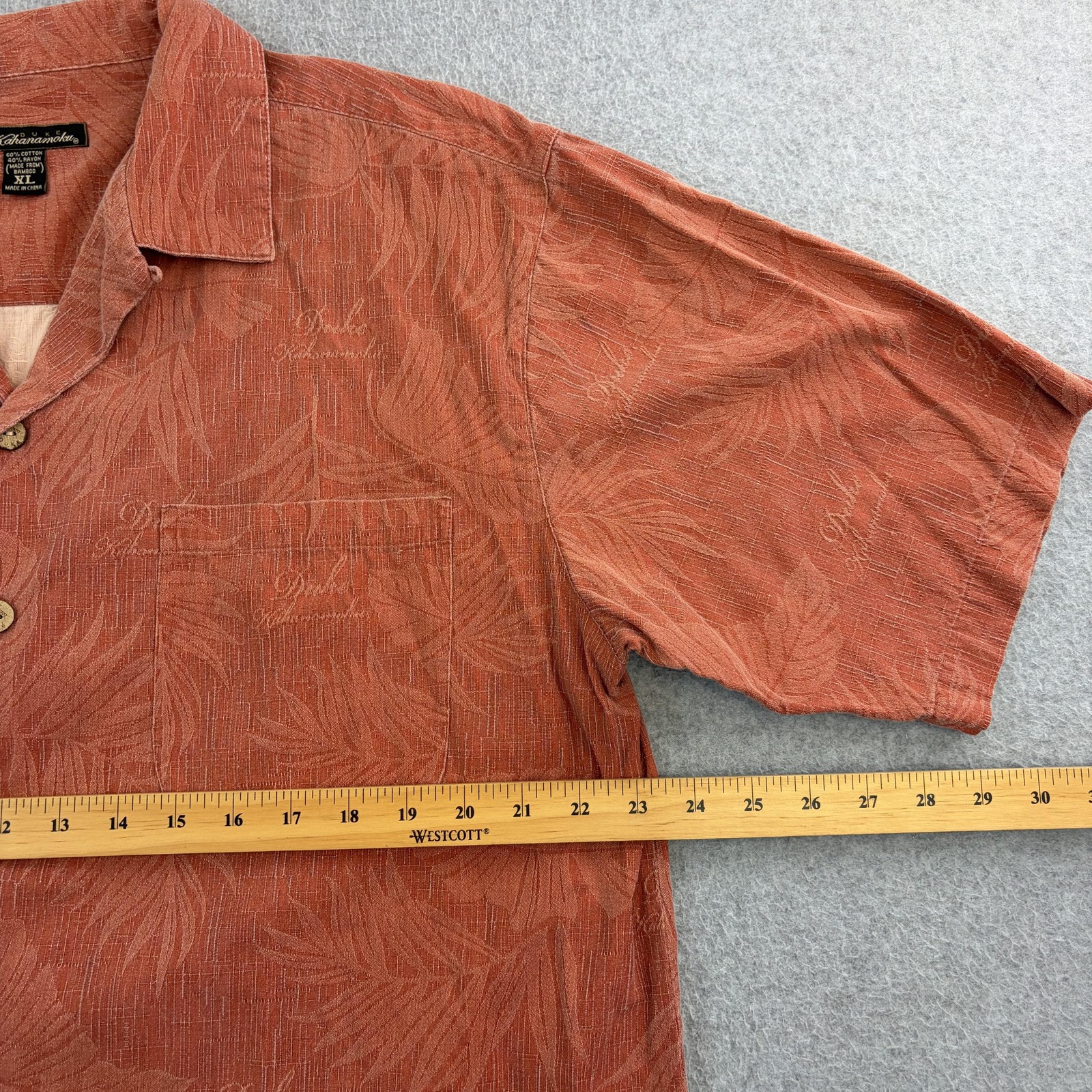Duke Kahanamoku Shirt Mens XL Orange Floral Hawaiian Short Sleeve Button Up