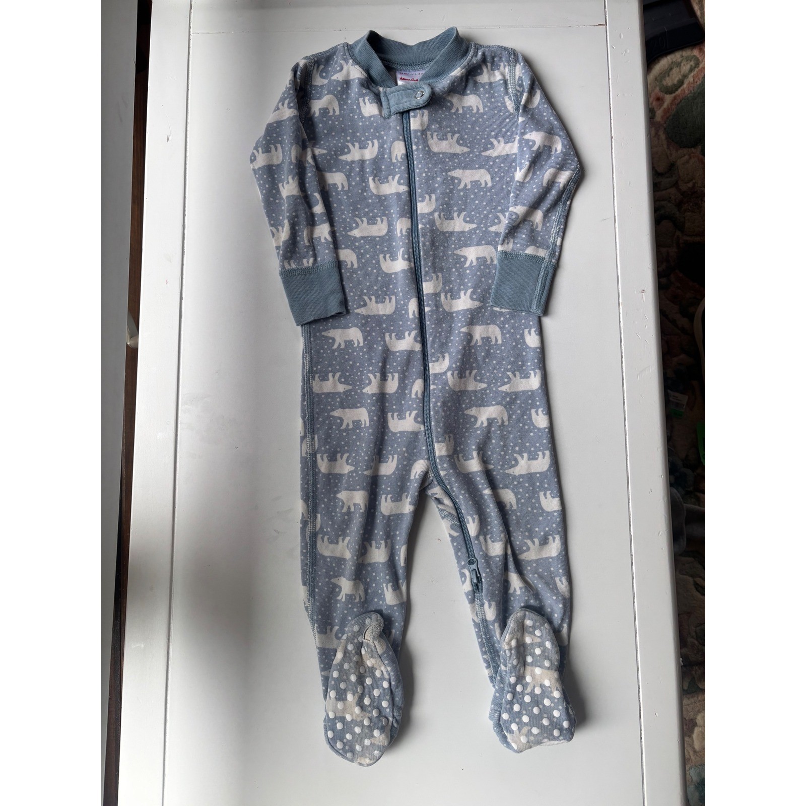 Hanna Andersson 75cm 12-18M Polar Bear Organic Cotton Footed Pajamas