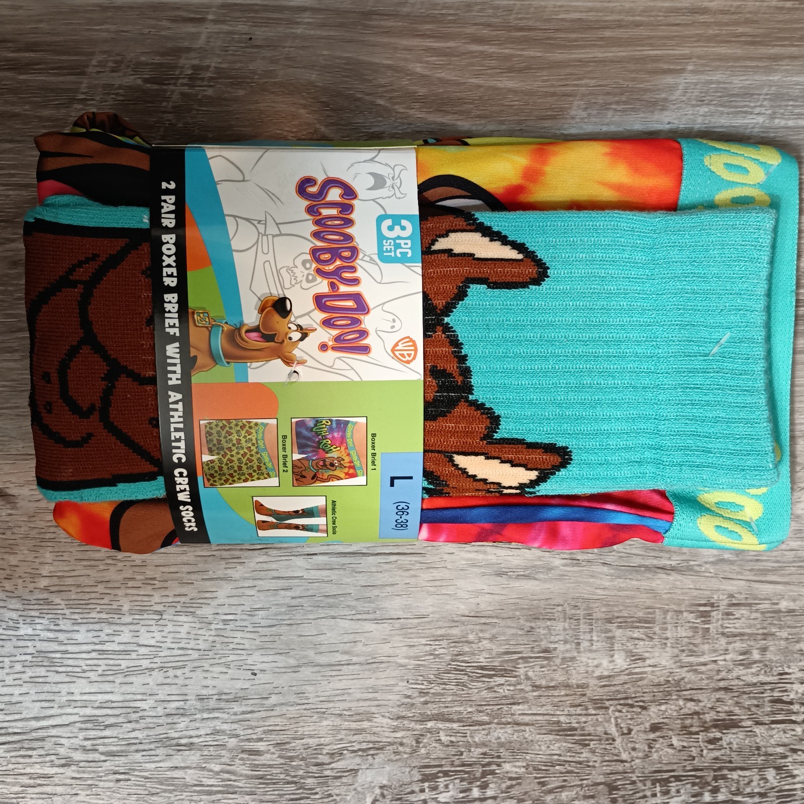 warner bros scooby doo& Justice League boxer briefs with Athletic Crew socks