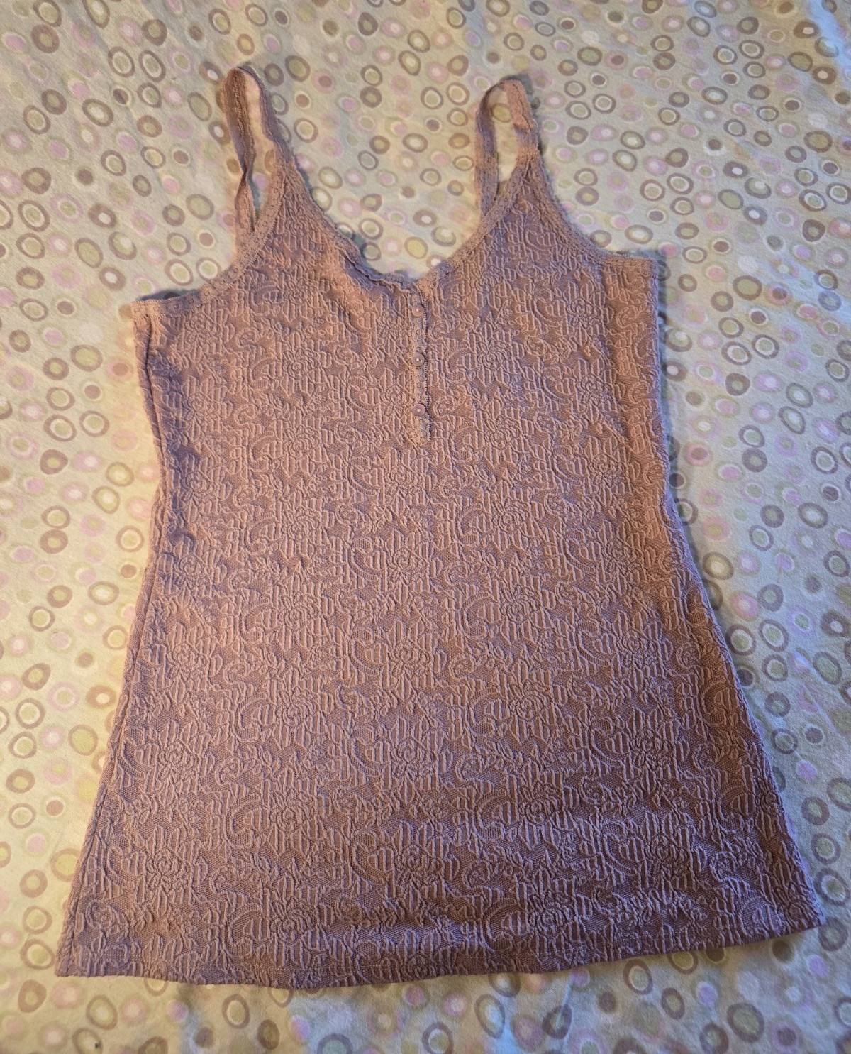 Y2k ease! Pink Floral Lace Tank Top Button Accent Women’s Size Large