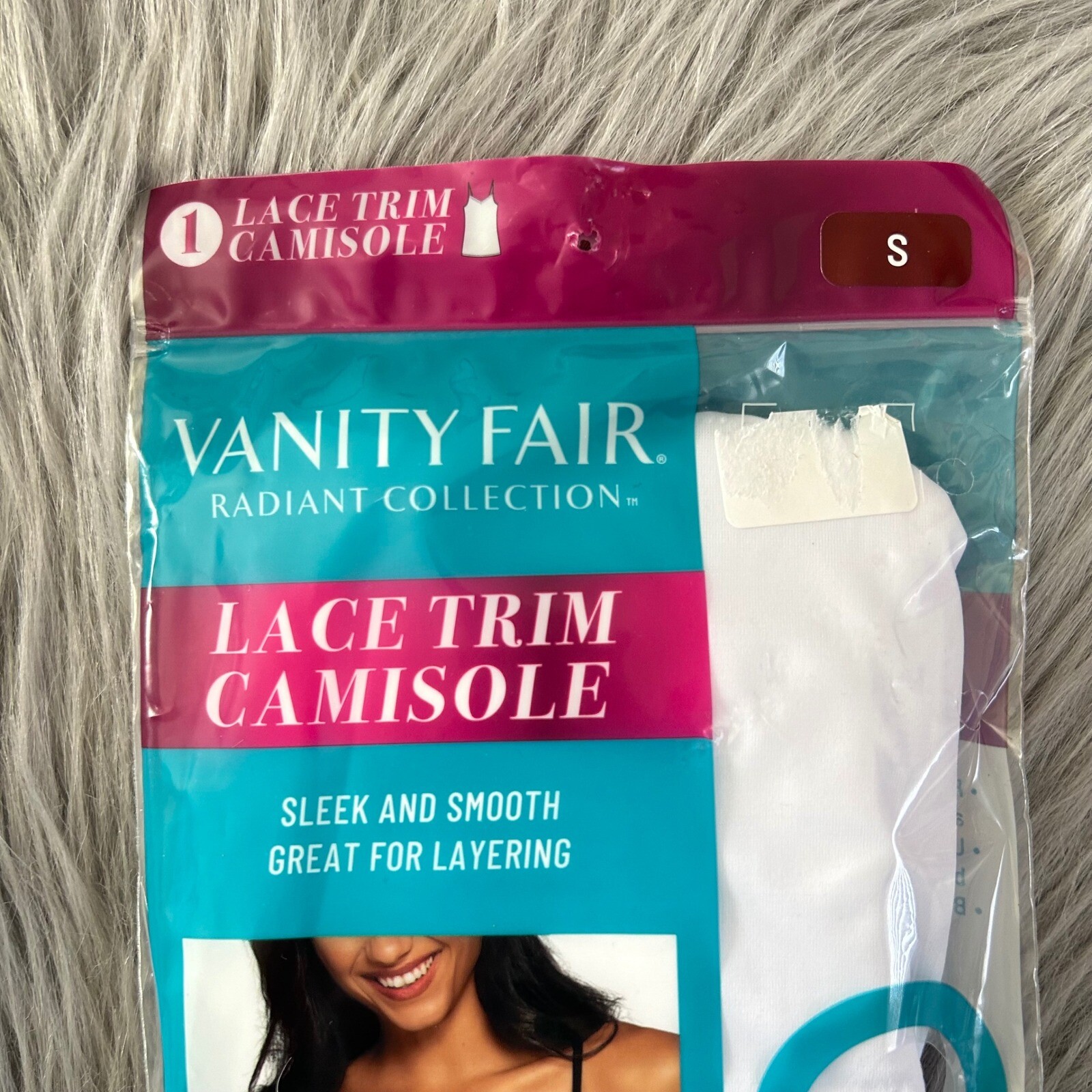 Vanity Fair Radiant Collection Lace Trim Camisole Womens Size Small White Tank