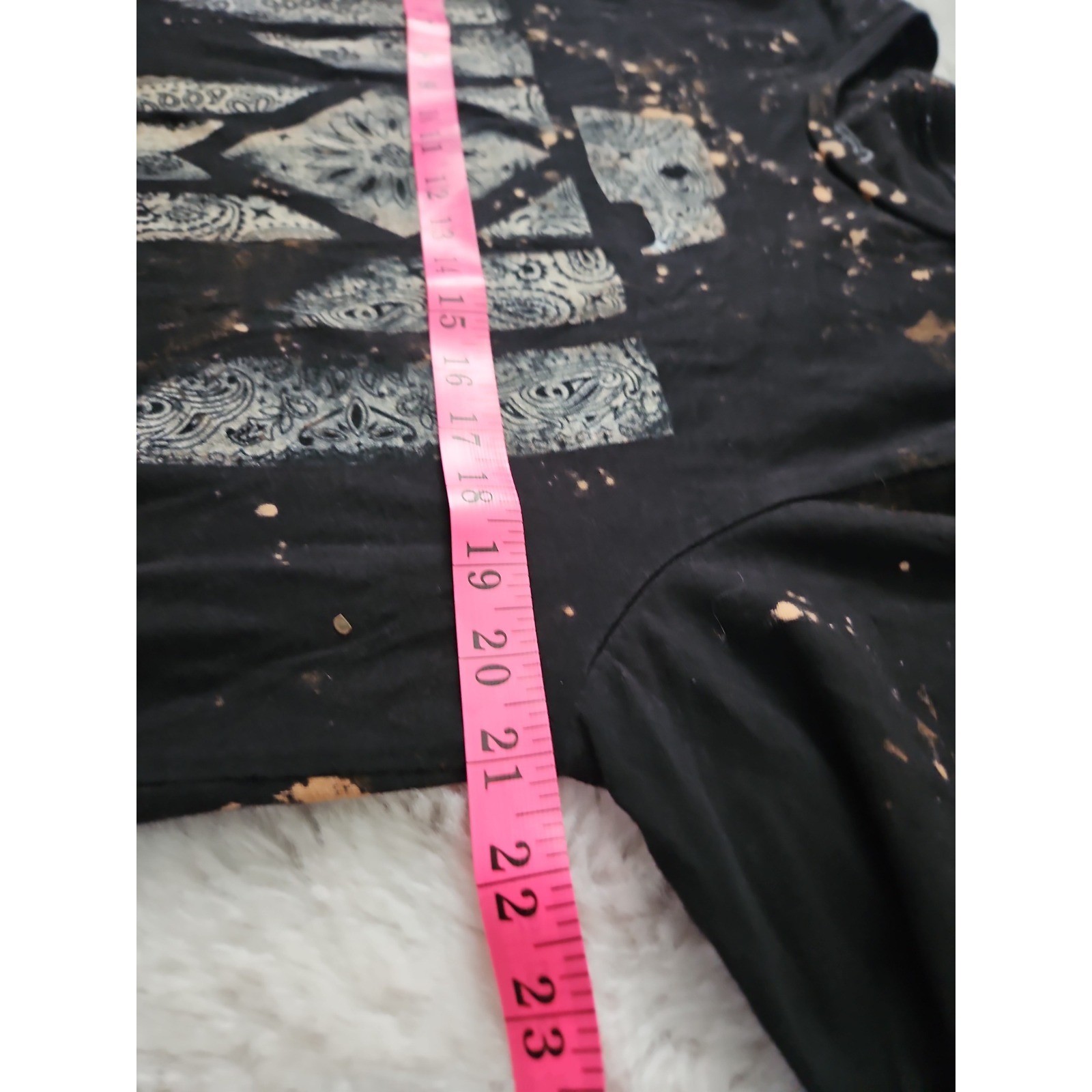 One24 Rags Bleached Thunderbird Graphic Tee Large Black Orange Acid Wash Grunge