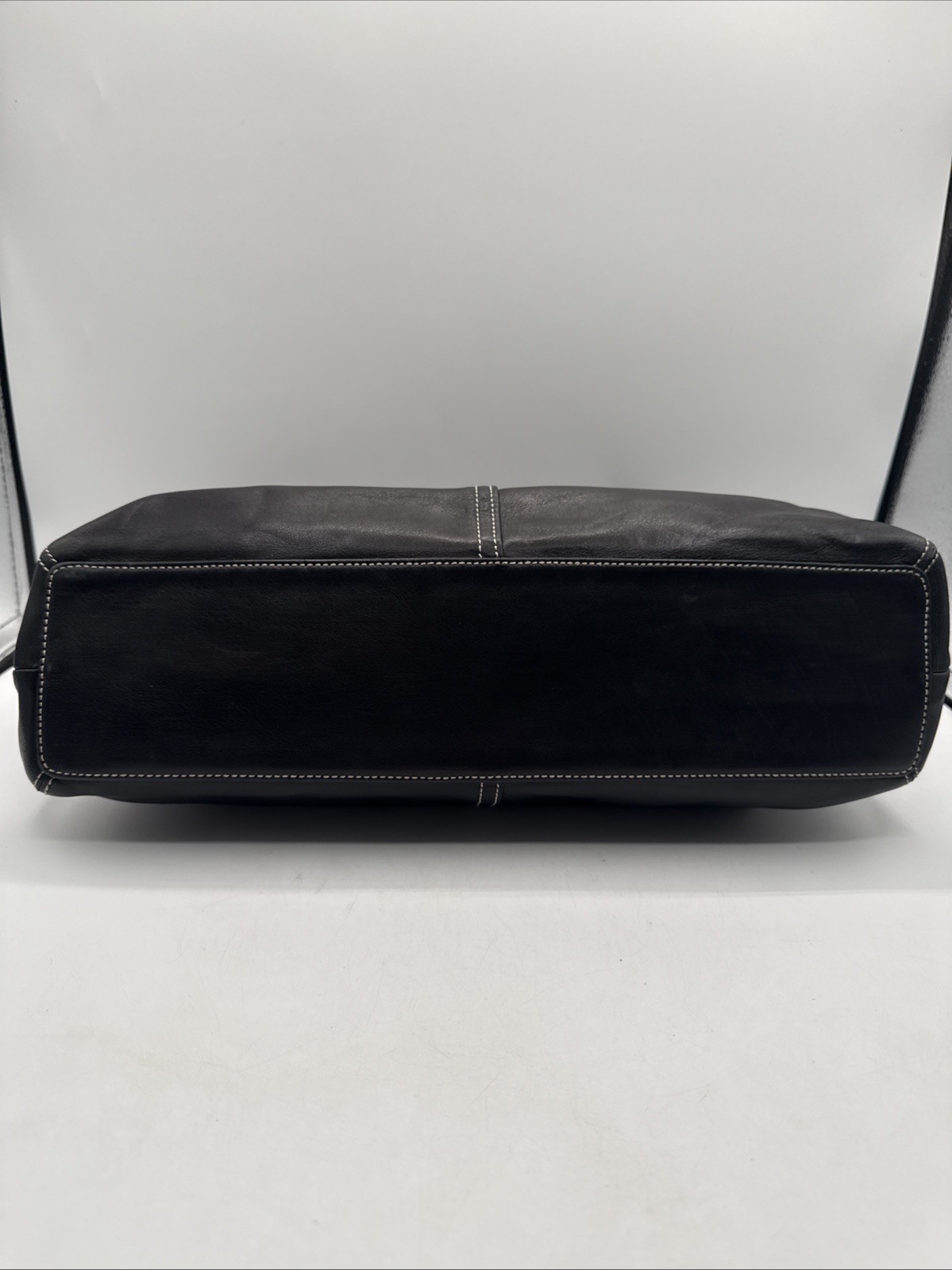 Vintage Coach Hampton 9554 Black Leather Tote Satchel Purse Buckles W/check Book