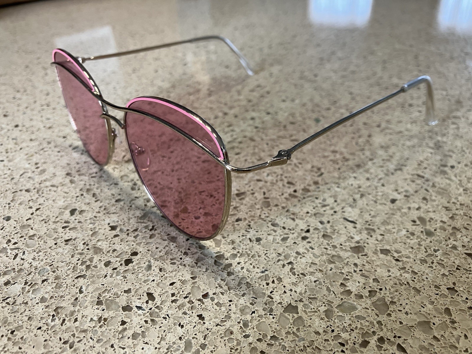 Unique Design Modern Frame Womens Silver & Pink Sunglasses