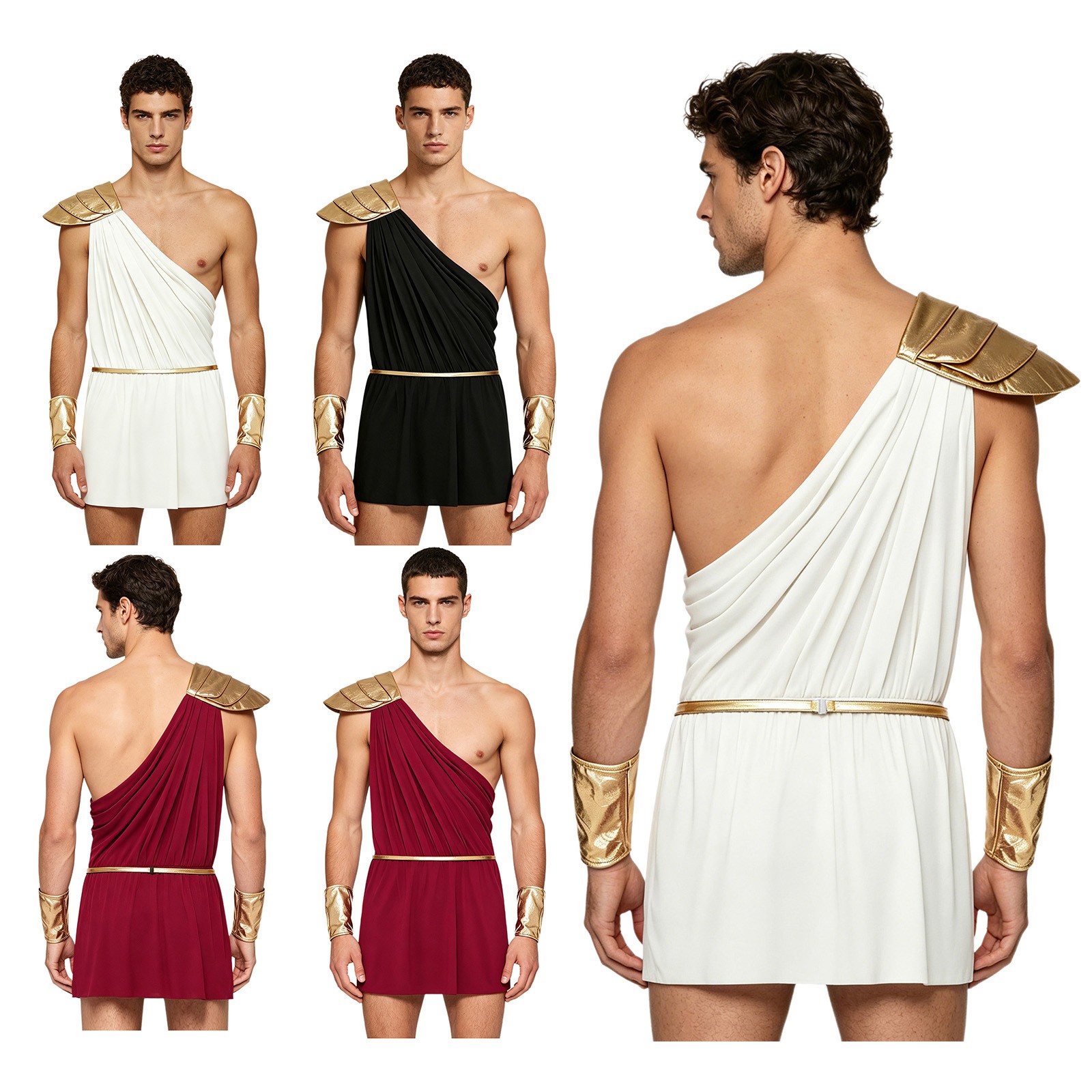 Men Roman Performance Costumes Ancient Greek King One Shoulder Leotard Romper