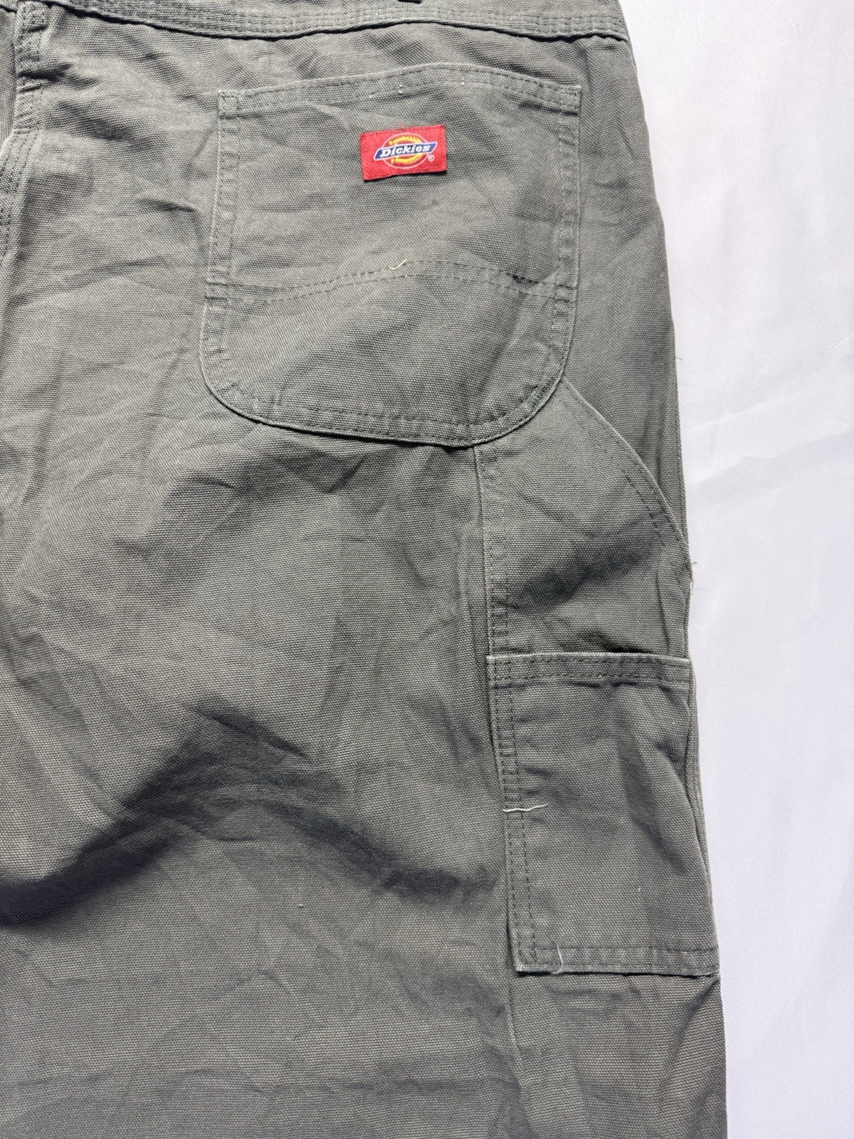 Dickies Pants Mens 42×30 Green Canvas Carpenter Relaxed Hammer Loop Workwear