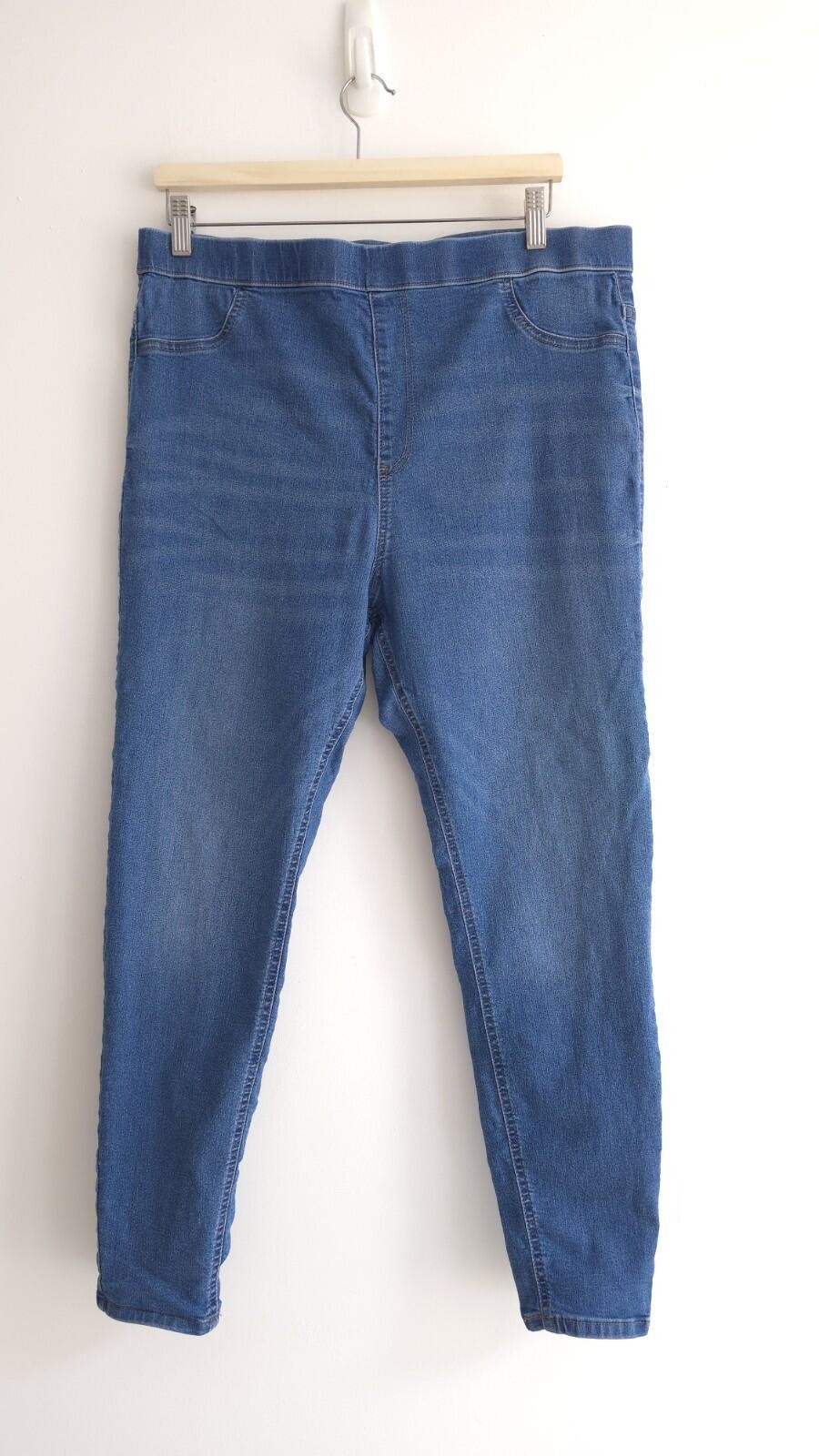 M&S Marks & Spencer Womens Blue Indigo Cotton Blend Denim Jeggings -Sz 18 R