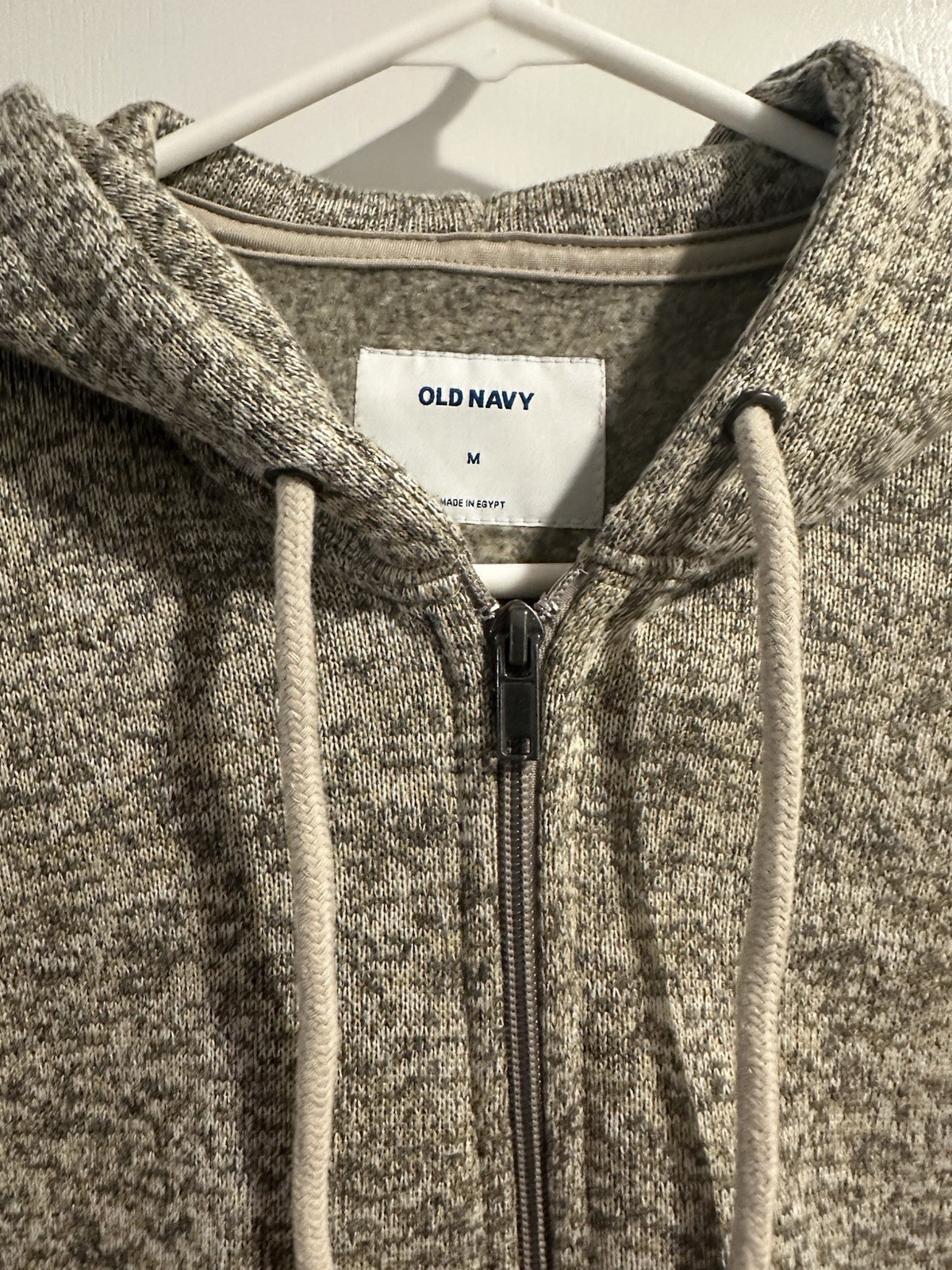 Old Navy Men’s Gray Heathered Fleece Full Zip Hooded Hoodie Pockets M