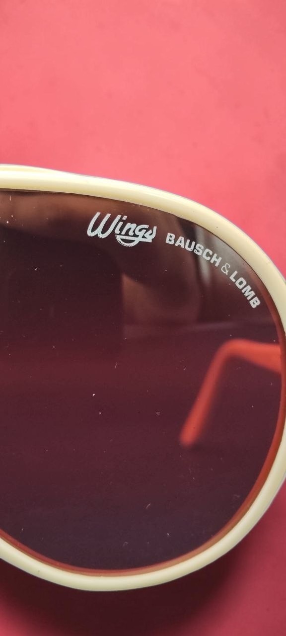 Vintage Bausch & Lomb Wings Aviator Sunglasses White Red Lens France NOS Rare