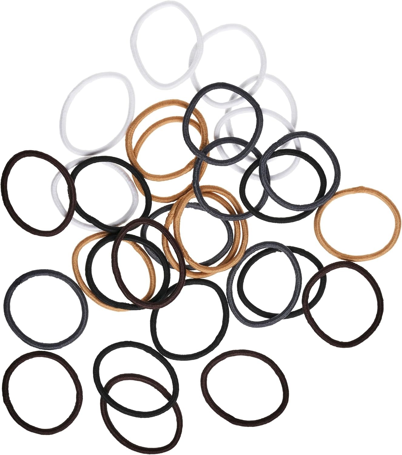 Goody Ouchless Elastic Hair Ties – 30 Ct, Assorted Neutral, 4MM Rubber Bands for