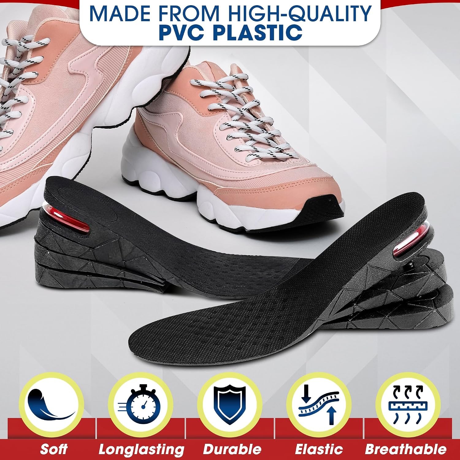 4-Layer Height Increase Insoles for Men & Women, 1.2-3.54 in (3-9 cm) |