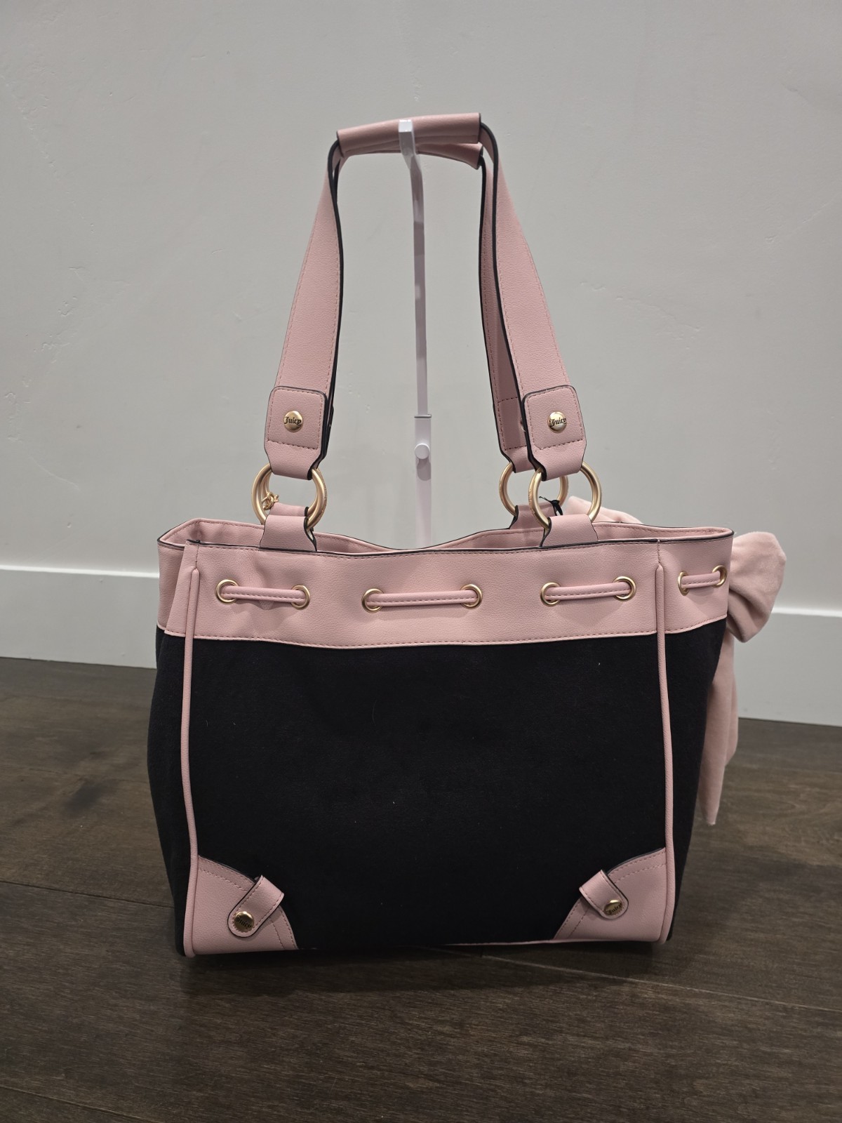 Juicy Couture Lovers Club Terry Tote Daydreamer Bag Black Pink Y2K NWT