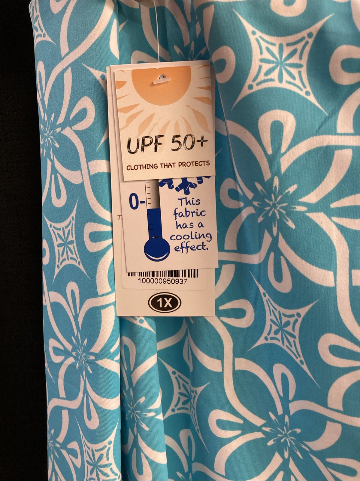 Lulu B 1X Skort Zippered Thigh Slit Two Zip Pockets Light Blue White UPF 50