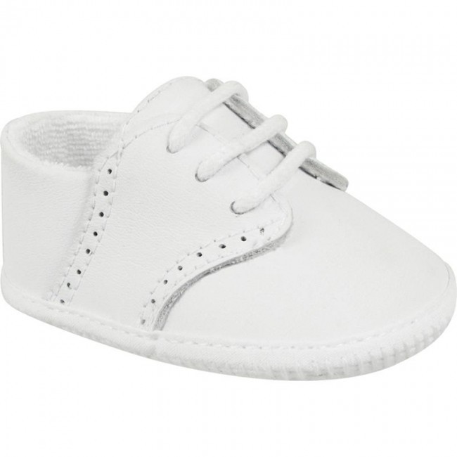 NWT Baby Deer Size 00 White Leather Saddle Oxford Bootie Crib Shoes Boys Preemie