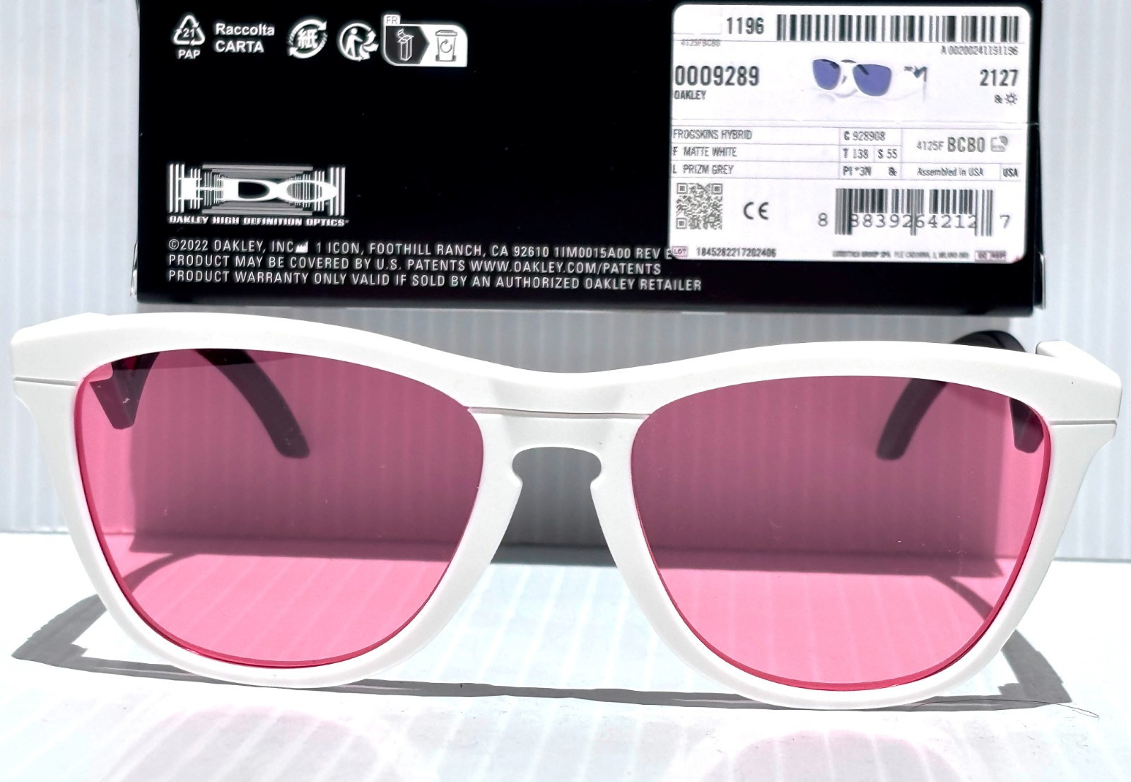Oakley FROGSKINS HYBRID Matte White GALAXY HD Pink Lens Sunglass 9289-08