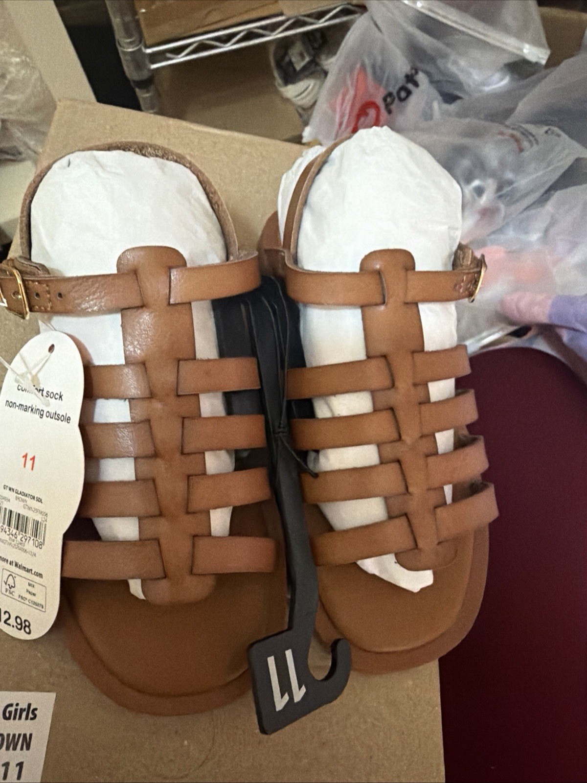 Net Toddler Girls Brown Gladiator Sandals By Wonder Nation Size 11
