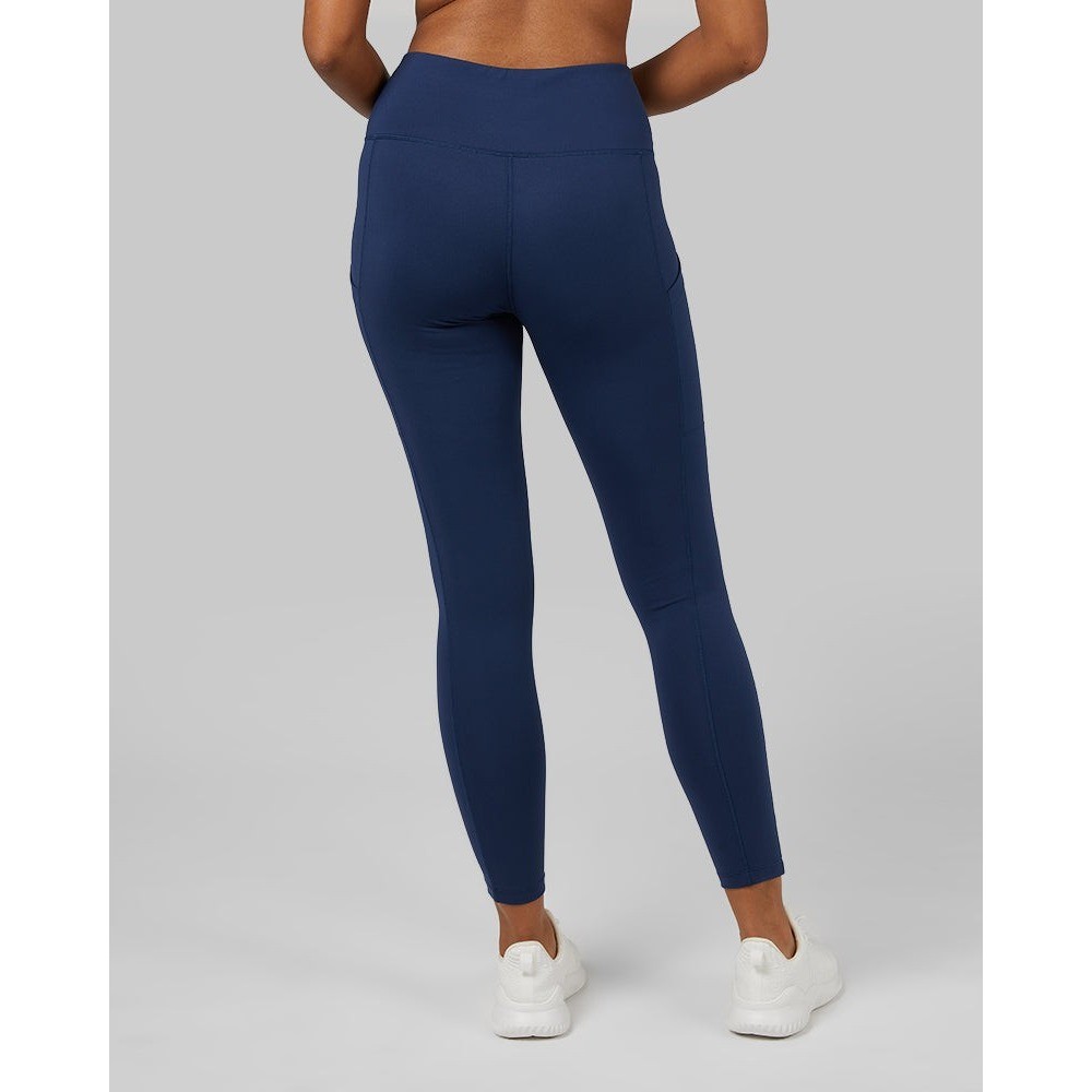 32 Degrees Cool Leggings Medium Blue High Rise Side Pocket TLBASHB02RT-664-M