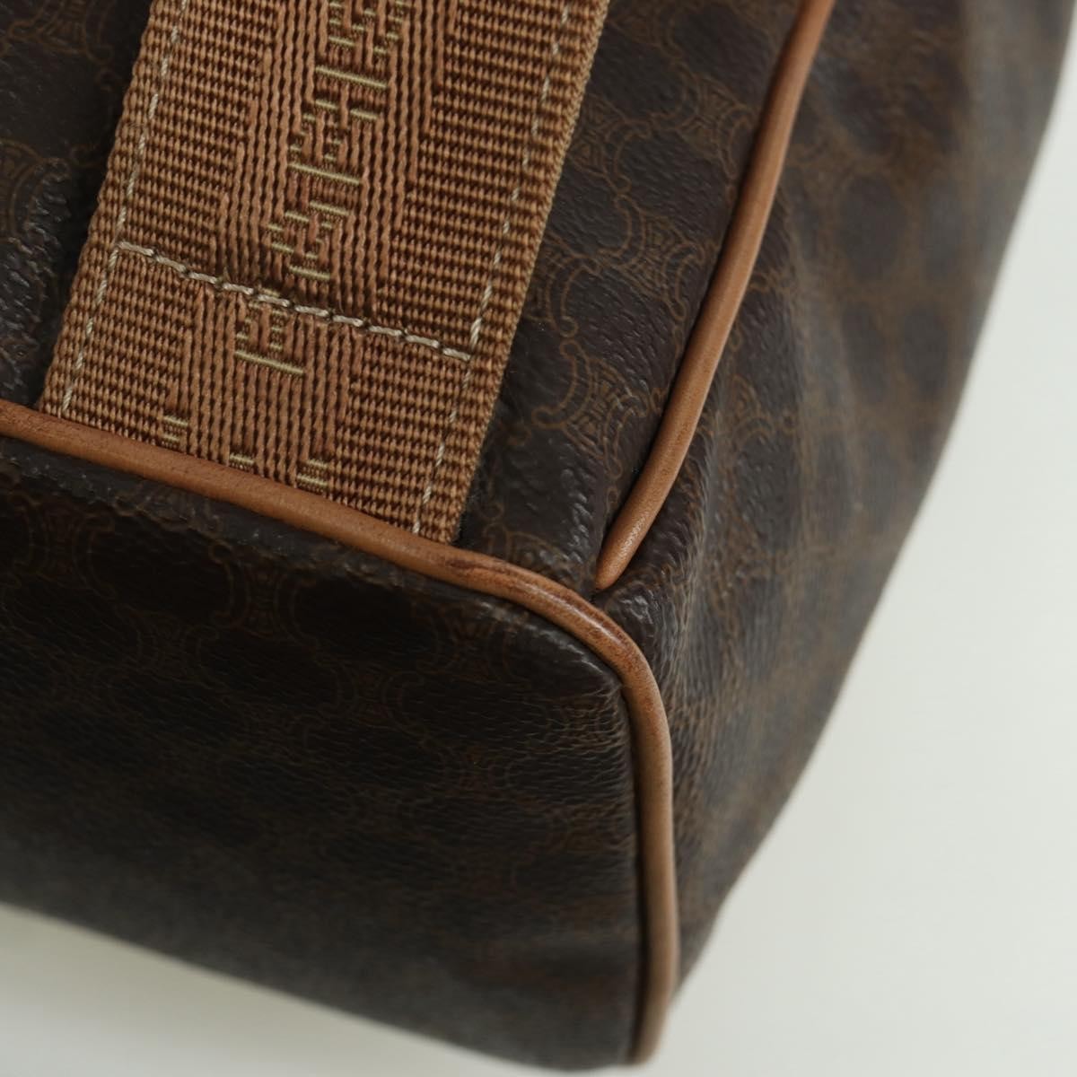 CELINE Macadam Canvas Backpack PVC Leather Brown Gold Auth am11186A