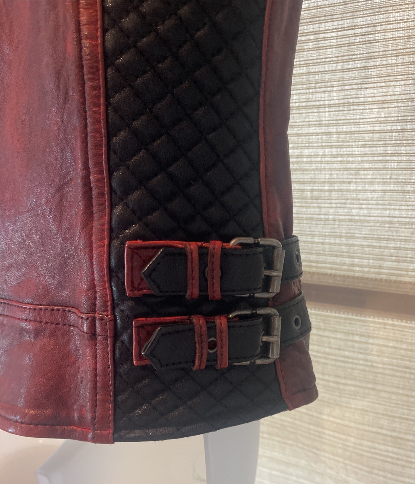 Benheart Limited Edition Red/Blk Moto Leather Jacket Made Italy Sz. 44 US 6 NWOT