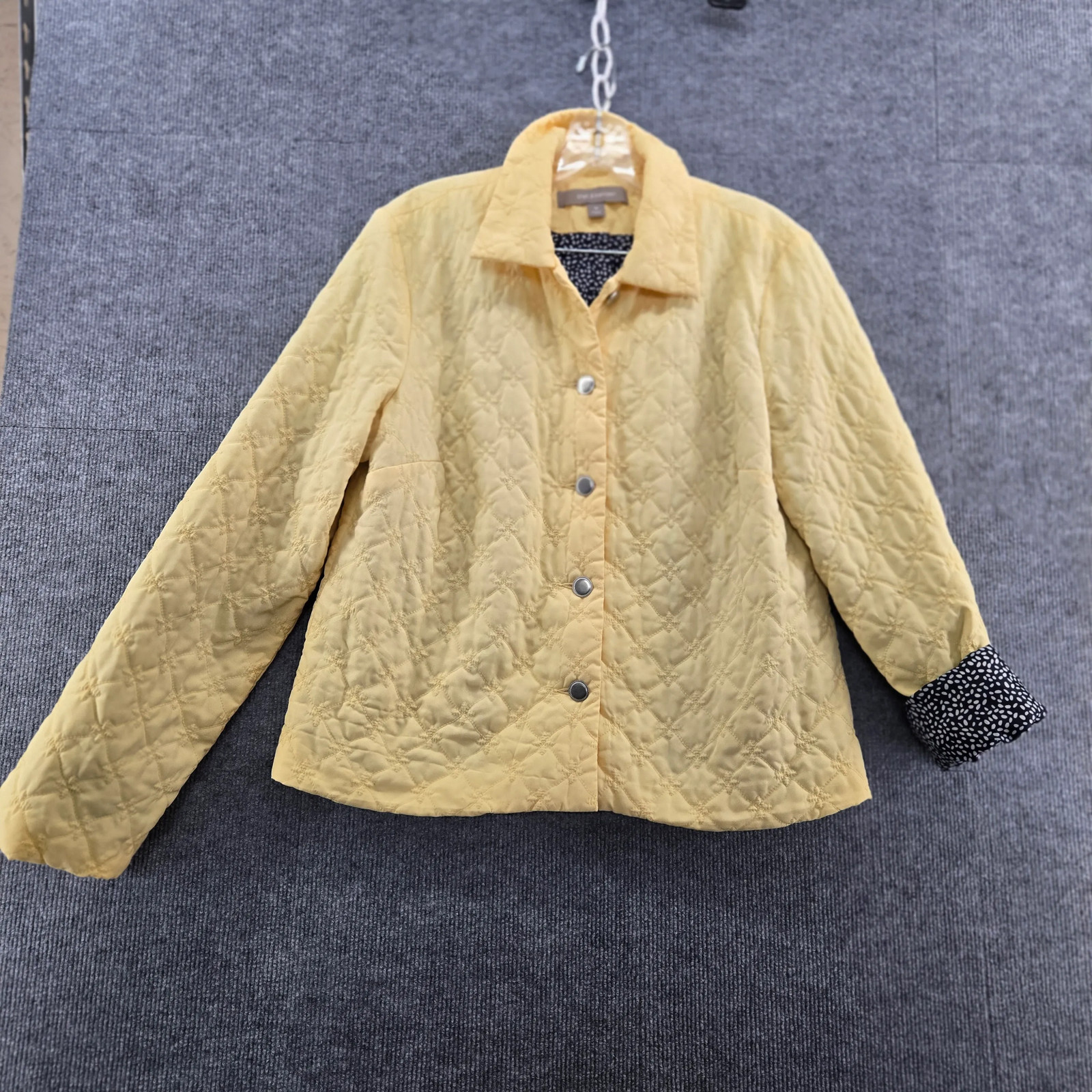 Croft & Barrow Yellow Quilted Button Front Jacket Size M