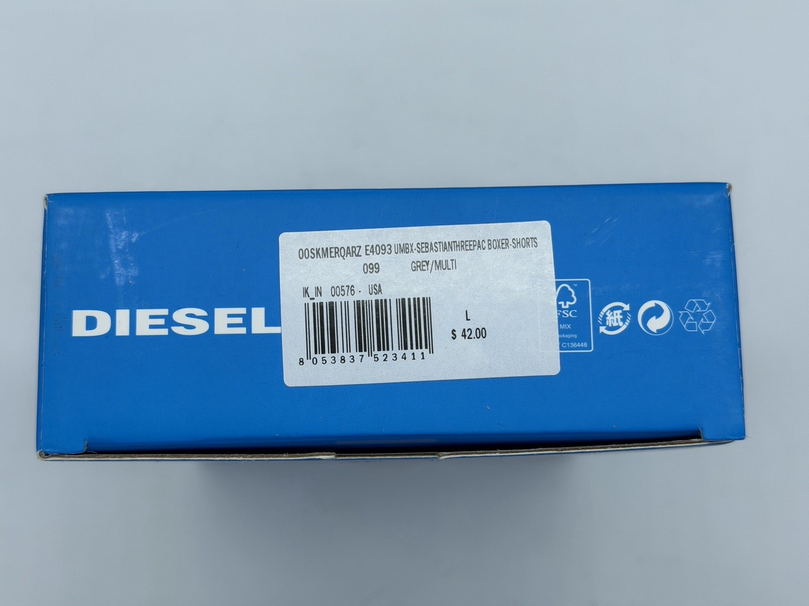 NEW 3 PACK DIESEL COTTON STRETCH LONG TRUNK BLACK / GREY SIZE LARGE MSRP$ 42.00