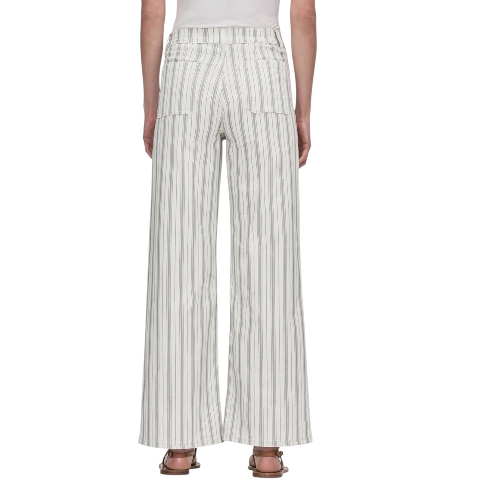 FRAME Womens Le Slim Palazzo Jeans 25 Ivory Sage Stripe Stretch Wide Leg