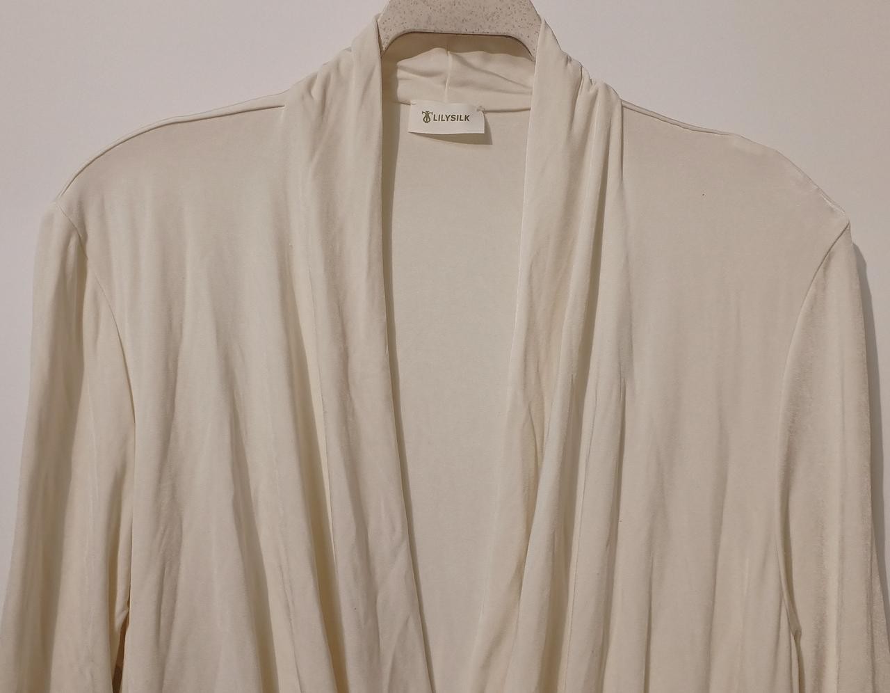 LILYSILK Wrinkled V-Neck LS Top 2XL Cotton Shirt 25.6in Body Length