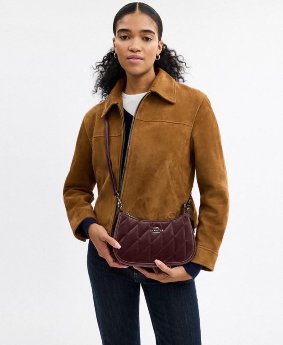 NWTCOACH Teri Leather Shoulder Bag With Leopard Print