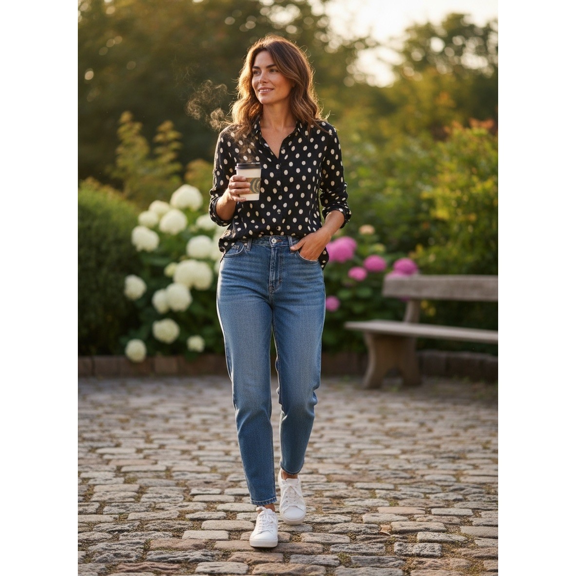 Madewell Navy Blue Cream Ikat Polka Dot Button Down Shirt Long Sleeve XS