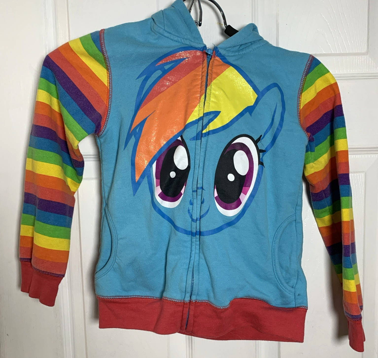 My Little Pony Rainbow Dash Hoodie 6X Girls Zip Jacket Cosplay Hood