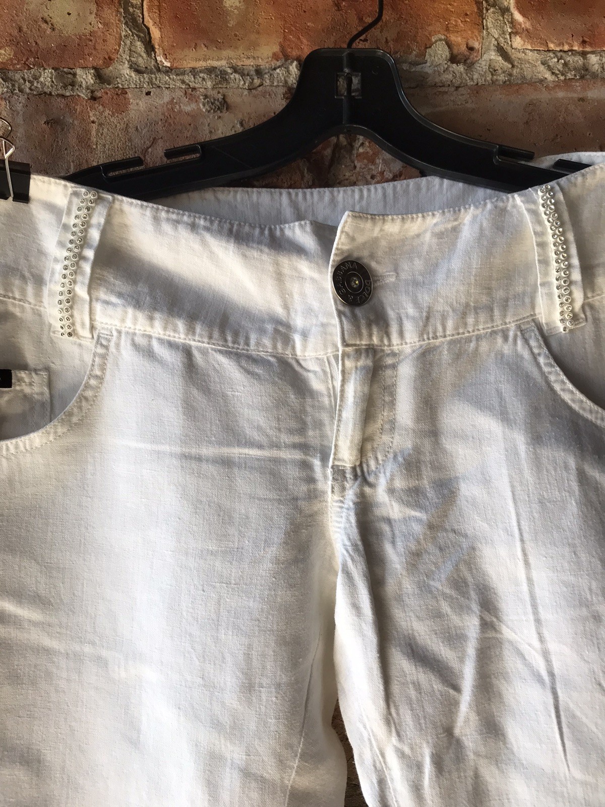 Dolce Gabbana White Capri Pants 52% Linen 48% Cotton Low Cut Rise L