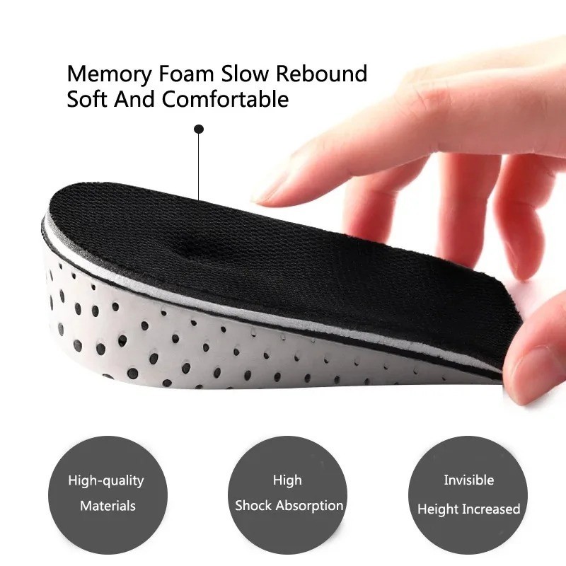 Height Increase Insole 1 Pair Hard Breathable Memory Foam Heel Lifting Inserts S