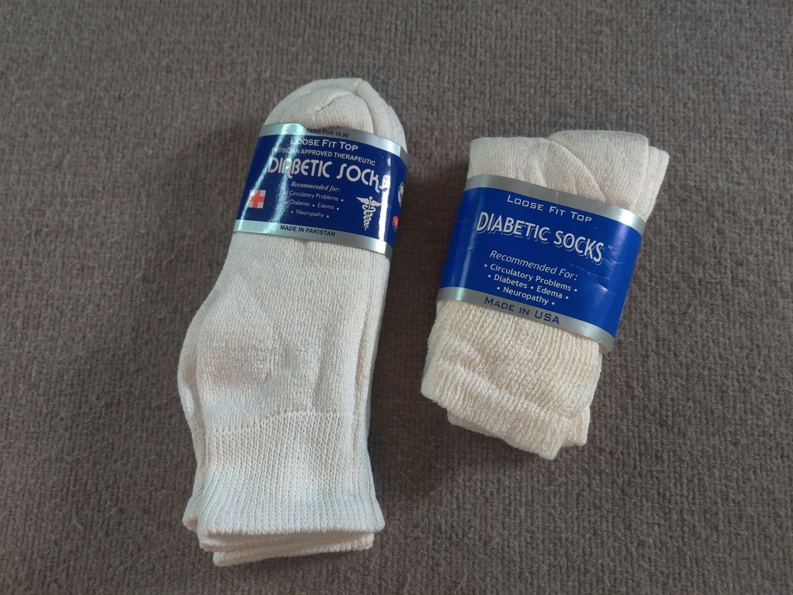 Diabetic Socks Loose Fit Top Size 9-11 Total of 5 Pairs