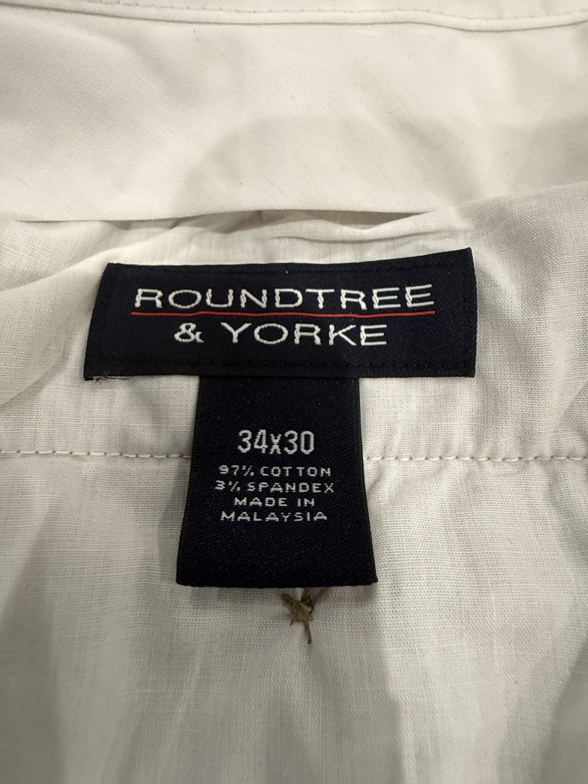 Roundtree & Yorke Classic Fit Beige Stretch Chino Pants Cotton/Spandex 34W