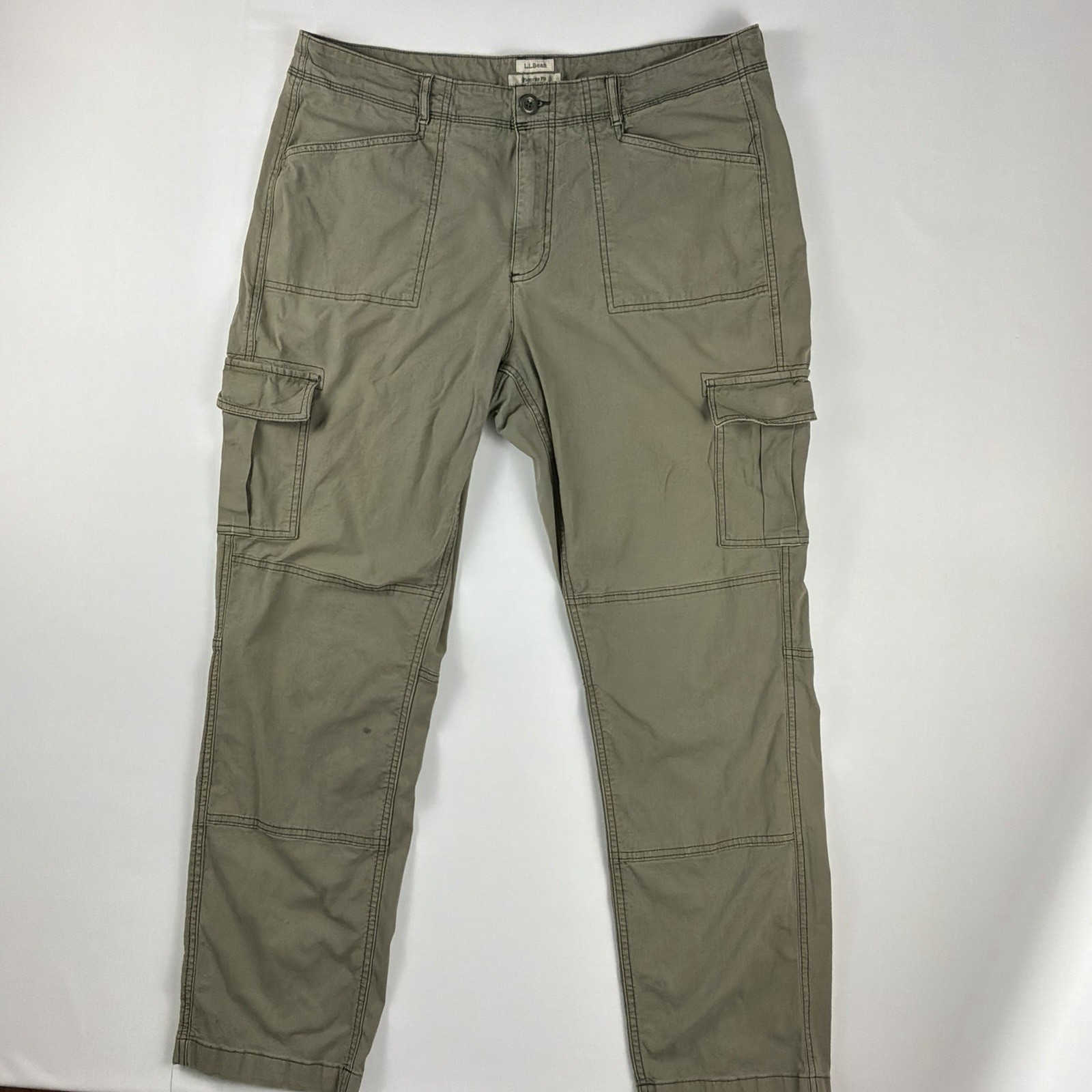 LL Bean Womens 16 MT Misses Tall Favorite Fit Cargo Pants Olive Cotton Stretch