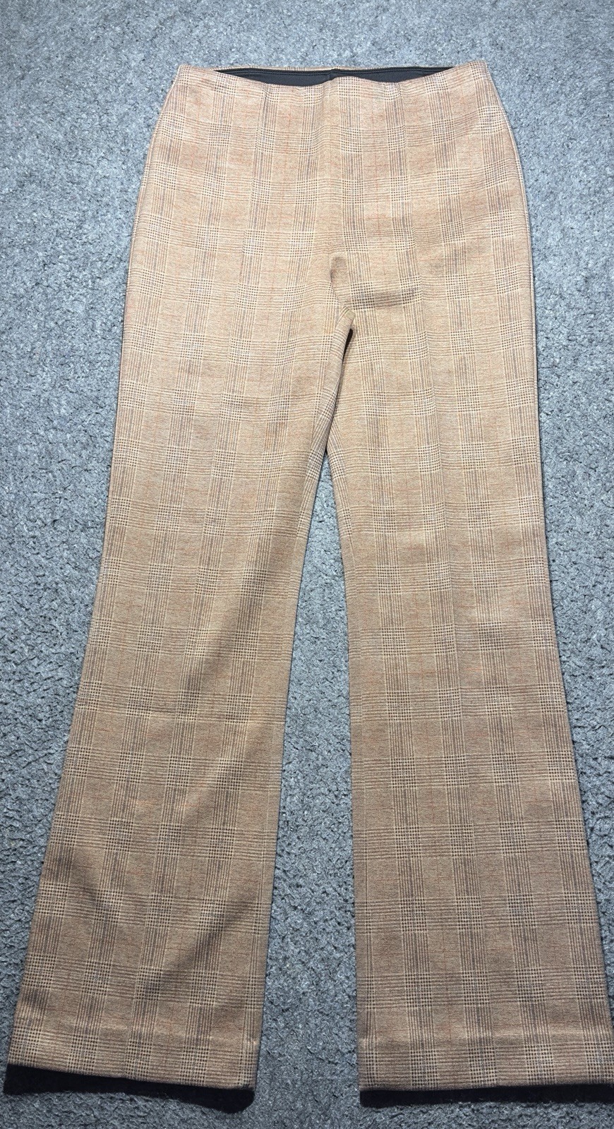 Lysse Plaid Casual Elastic Waist Stretch Pull On Straight Leg Women Sz M