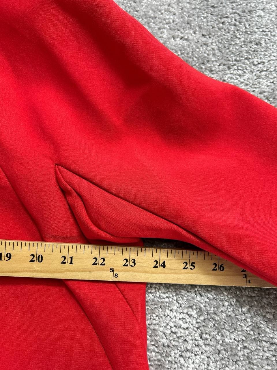 Lafayette 148 New York Tara Seamed Scuba Jacket Womens Medium Red Open Front