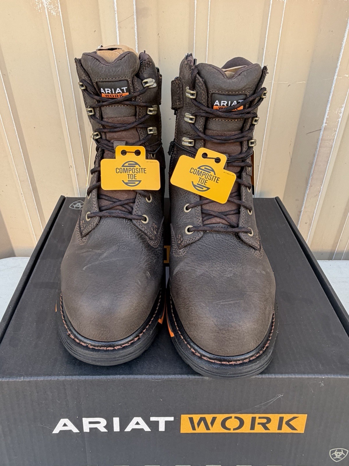 Ariat Big Rig 8 Inch H20 Comp Toe Iron Coffee Waterproof Men Size 8 Extra Wide