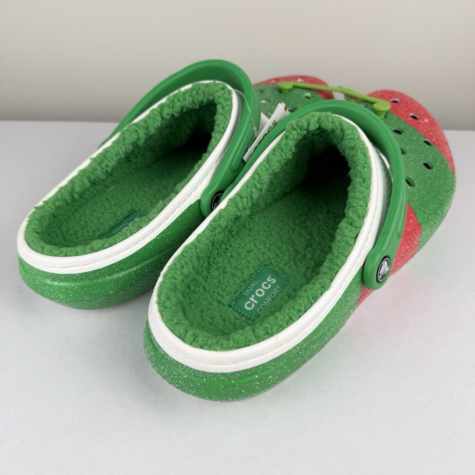 Crocs Classic Holiday Lined Clogs Fuzzy Slippers US Mens 13 NWT Red Green