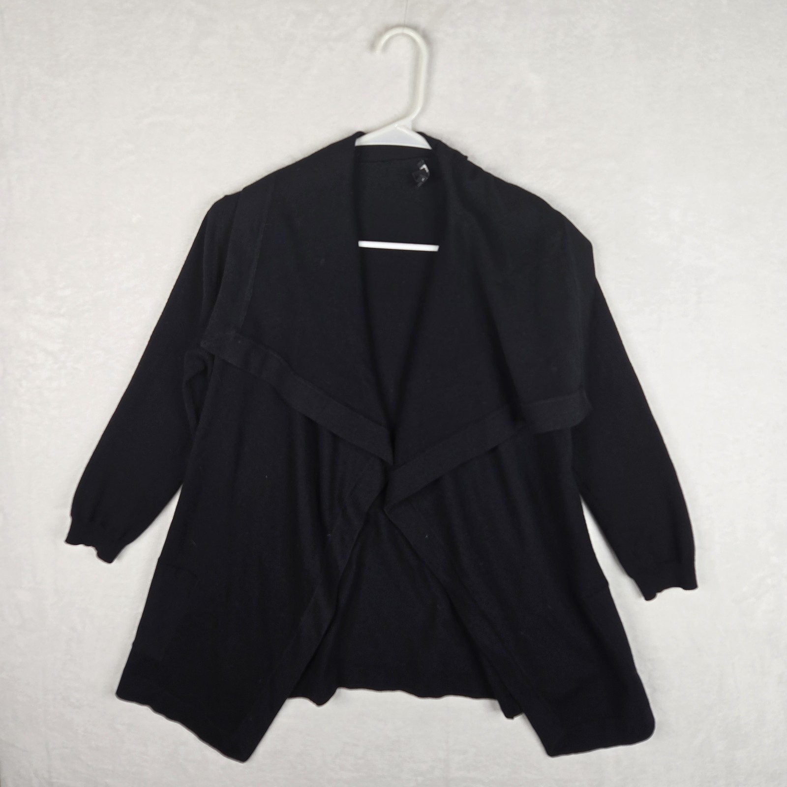 Theory Maritza B New Steady Womens Black Wool Open Front Cardigan Sweater Small